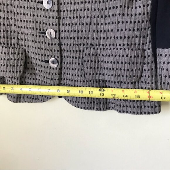 Vivian Shyu Fitted Jersey Stretch Jacket Blazer Cardigan Button Dots Ruffle M - Picture 12 of 12